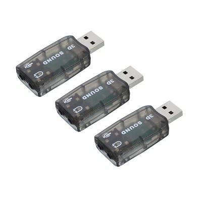 3 Stück USB-Soundkarte, USB-auf-3,5-mm-Klinken-Audio-Adapter, Schwarz - Bild 1 von 4