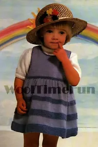 Knitting Pattern Girls/Child's Pinafore Dress With Jumper. 18-22 inch Chest. - Picture 1 of 1