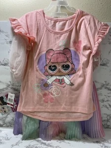 LOL Surprise! 3 Piece Skort Set Girls Pink Tulle Rainbow (size 8) - Picture 1 of 6
