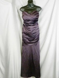 David's Bridal Purple Strapless Dress Truffle Strapless Full Length Satin - Picture 1 of 12