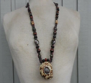 Tagua Secret Pfeife Hanf Halskette Drachenblut Jaspis rot Tigerauge verstellbar - Bild 1 von 13