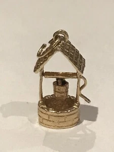 Vintage 14K Gelbgold Wasserbrunnen Eimer Charm/Anhänger-Kurbel & Eimer beweglich M&M - Bild 1 von 9
