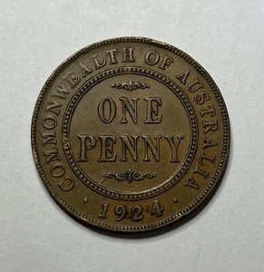 1924 Penny Coin - Australian George V Better than Circulated Predecimal - Picture 1 of 6