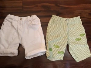 2 pair GIRLS GYMBOREE SHORTS bermuda cuff FISH white green LOT cute CLEAN size 6 - Picture 1 of 5