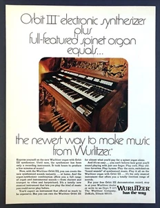 Wurlitzer Orbit III 1972 sintetizador electrónico órgano espineta anuncio impreso vintage - Imagen 1 de 1