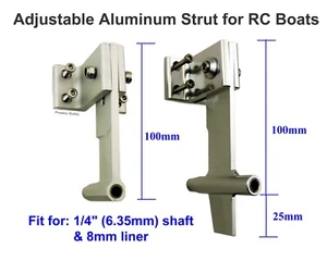 Adjustable Alloy CNC Strut for 1/4" (6.35mm) Cable Shaft RC Model Boat - Picture 1 of 14