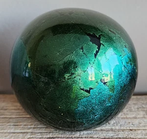 Pier 1 Imports Ceramic Foil Sphere Ball Décor Glossy Green Teal Black Metallic - Picture 1 of 12
