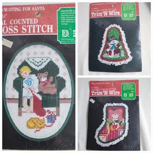 DMC Cross Stitch Kits Christmas Frosty Bell Bear Stocking Child Your Choice - Picture 1 of 14