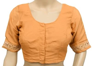 Sushila Vintage Peach Lace Work Stitched Sari Blouse Designer Choli Top Size 32 - Picture 1 of 5