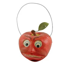 Paper Mache Red Apple Candy Bucket - Picture 1 of 3