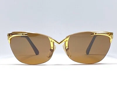 NUEVAS GAFAS DE SOL VINTAGE THIERRY MUGLER DORADAS OJO DE GATO LENTES MARRONES AÑOS 80 Foto 1 de 4