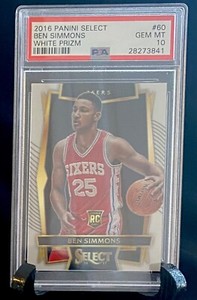 2016 Select BEN SIMMONS Concourse Rookie RC White Prizm /149 #60 GEM MT PSA 10