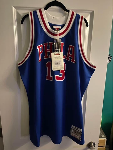 Wilt Chamberlain Authentic Mitchell & Ness  Phila 76ers blue Jersey, Size 52 Cover