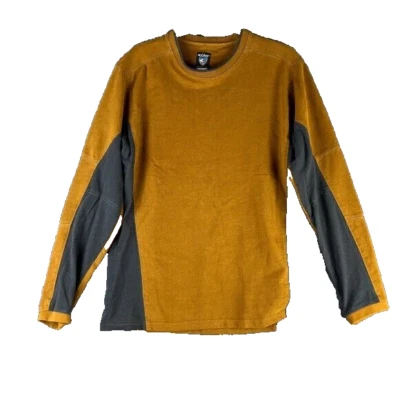 Мужской пуловер Kuhl из органического хлопка золотистый и серый цветной блок KONTENDR, размер большой - Изображение 1 из 4