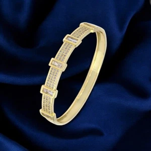 Gold Plated with Clear Cubic Zirconia Vintage Baroque Bangle Bangles. - Picture 1 of 4