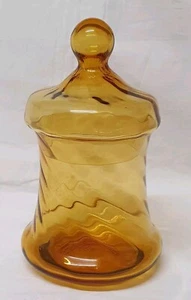 🔶1960s EMPOLI MURANO AMBER CANDY JAR GLASS MCM RETRO CIRCUS TENT ATOMIC - Picture 1 of 6