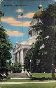 Postal del Capitolio del Estado de Sacramento California CA 1943 - Imagen 1 de 2