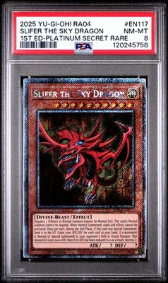 Yugioh Slifer The Sky Dragon RA04-EN117 Platinum Secret Rare PSA 8 - Image 1 of 2