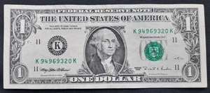 ๐ต 1995 $1 Federal Reserve Note โ One Dollar Bill Circulated USA - Picture 1 of 2