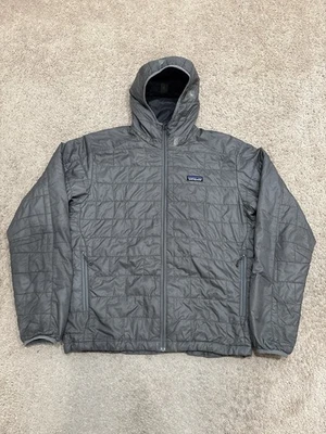 Chaqueta con Capucha Patagonia Nano Puff Para Hombre Talla Mediana Gris Cremallera Completa Puffer Foto 1 de 4