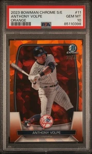 Anthony Volpe RC /75 2023 Bowman Chrome Sapphire Ed Orange #11 PSA 10 SP Yankees - Picture 1 of 2