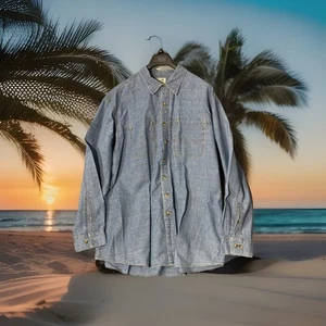 Vintage LL Bean Jeanshemd Herren 2XL TALL blau Knopfleiste Chambray Chore - Bild 1 von 4
