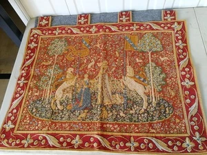Woven wall Hanging Tapestry La Dame a La Licorne The Lady and the Unicorn Cluny - Picture 1 of 12
