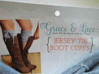 $22 NUEVO CON ETIQUETAS Grace & Lace Gris Damas Jersey Corbata BOTA PUÑOS Calentadores de Piernas Foto 1 de 4