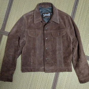 Schott Suede Jacket USA Size 40 Lee 101 Style Snap Button Brown from Japan Used - Picture 1 of 11