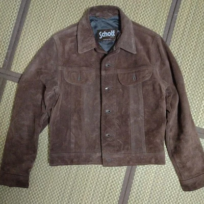 Schott Suede Jacket USA Size 40 Lee 101 Style Snap Button Brown from Japan Used - Image 1 of 4