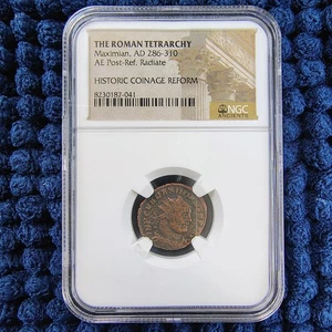286-310 AD Roman Tetrarchy - Maximian - AE Post-Ref. Bronze Radiate -NGC Genuine - Picture 1 of 16