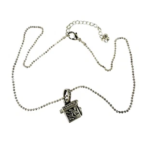 Silver-Tone Prayer Box Locket Necklace Ornate Etching & Purple Gemstone Accents - Picture 1 of 24