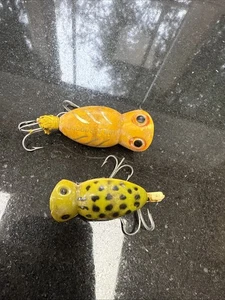 2 Vintage Rare Arbogast Hula Popper Fishing Lures with Treble Hooks - Picture 1 of 7