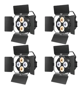 (Pack of 4) Stage Lights with Barn Doors, LED COB Par Lights Warm And Cool Light - Picture 1 of 7
