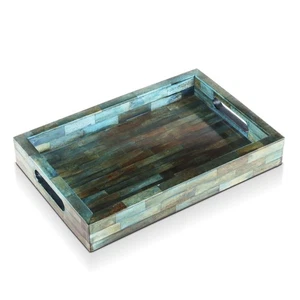 Handmade Verdigris Covered Inspired Decorative Tray - 12x8 Ottoman Tray, Mult... - Picture 1 of 5