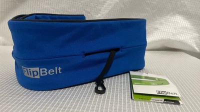 FLIPBELT RUNNING CINTURÓN ELÁSTICO AZUL REAL REFLECTANTE 4 BOLSILLOS GRANDE HECHO EN EE. UU.  Foto 1 de 4