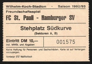 Ticket | 1992/93 | FC St. Pauli - Hamburger SV | Friendly - Bild 1 von 1