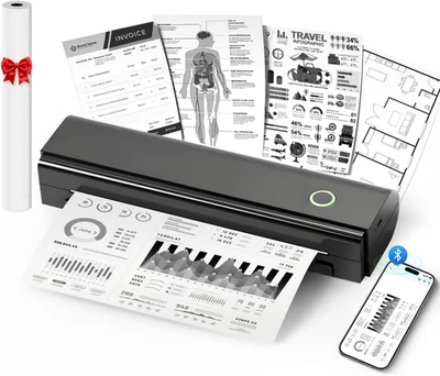 Portable Printers Wireless for Travel, N80 Wireless Thermal Printer Bluetooth In - Image 1 of 4