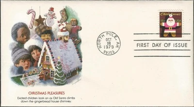 Scott 1800 FDC - 15 cent - 1979 - Christmas - Gingerbread Man - FDOI - Image 1 of 2