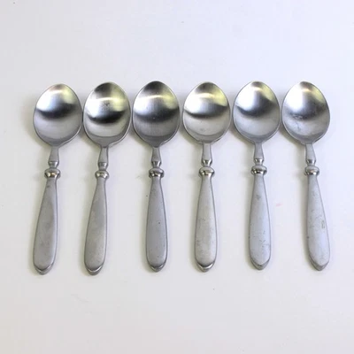 Set of 6 Cambridge Townhouse Soup Spoons Satin Stainless 7.75 inches - Image 1 of 4