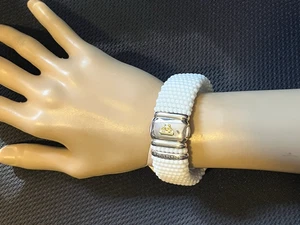 LAGOS Caviar White Ceramic Sterling Silver 18K Gold Bracelet 23mm NEW $1,400 - Picture 1 of 20