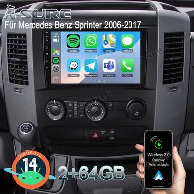 Für Mercedes Benz Sprinter 2006-2017 Android14 Navi 2+64G Autoradio CarPlay GPS - Bild 1 von 4