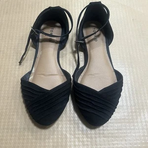 Torrid Ballet Flat Shoes Women's Wide 6.5 Black Pointed Ankle Buckle Strap Reg 7 - Picture 1 of 9