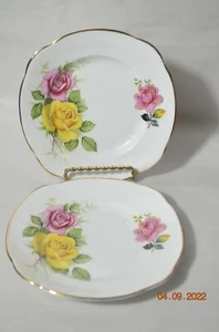 VTG Lot 2 SHERIDAN Bone China Rose Floral Pattern Bread/Butter Plates 6 1/4"in. - Picture 1 of 4