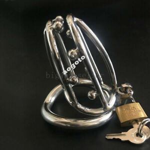 Male Stainless Steel Chastity Device Metal Ventilate Chastity Cage Lock Rings