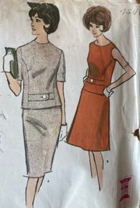 Vtg 1965  McCall's Pattern 7691 Two Pc Dress Slim or Full Skirt Sz 12 - Picture 1 of 9