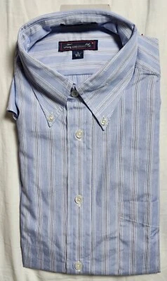 Camisa FACONNABLE Para Hombre Abotonada Rayas Manga Larga Azul Blanco Talla 3/15.5 L Foto 1 de 4