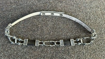 New BB Simon Belt Black Print Genuine Leather Silver Beaded Decoration Size M - Image 1 of 4