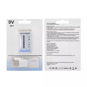 1x Pila Batería de litio recargable por USB Tipo C 9v 6F22 1000 mAh - Imagen 1 de 5