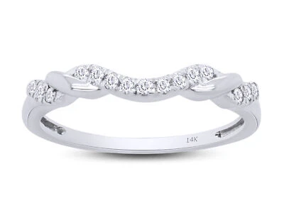 1/8 Ct Round Cut Diamond Ribbon Wrapped Contour Ring 14K Solid Gold Lab Grown - Image 1 of 4